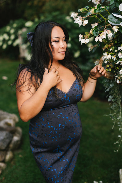 (Pre-Order) Cottage Bodycon Dress (Navy) - Mochipan