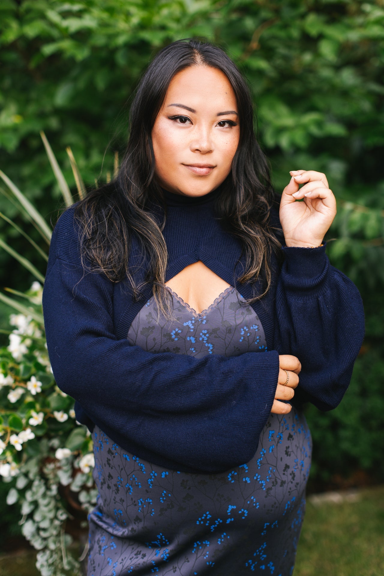 (Pre-Order) Cottage Bodycon Dress (Navy) - Mochipan