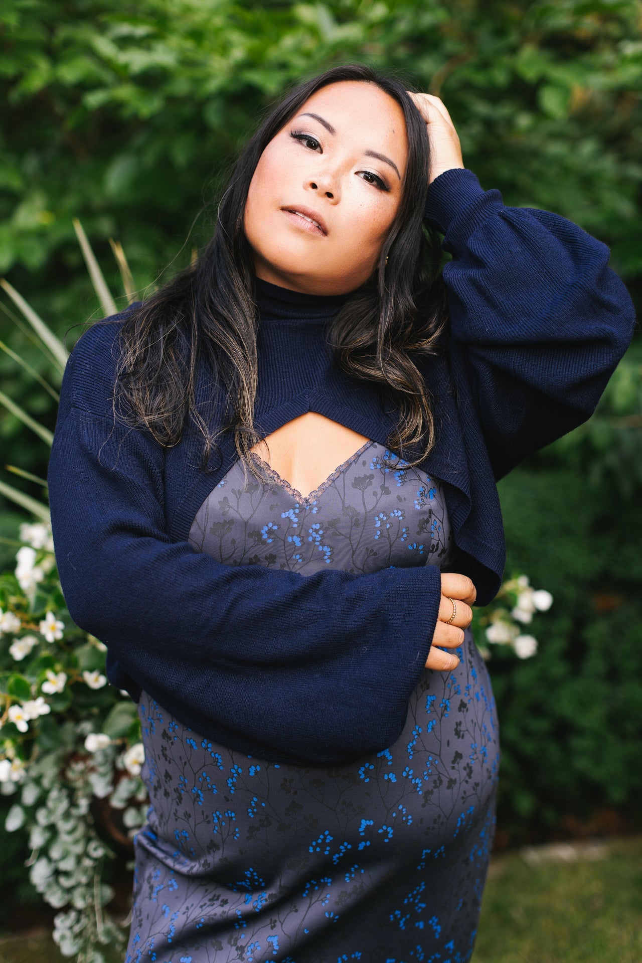 (Pre-Order) Cottage Bodycon Dress (Navy) - Mochipan