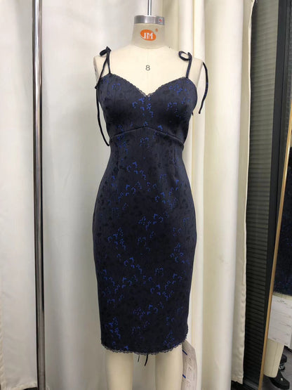 (Pre-Order) Cottage Bodycon Dress (Navy) - Mochipan