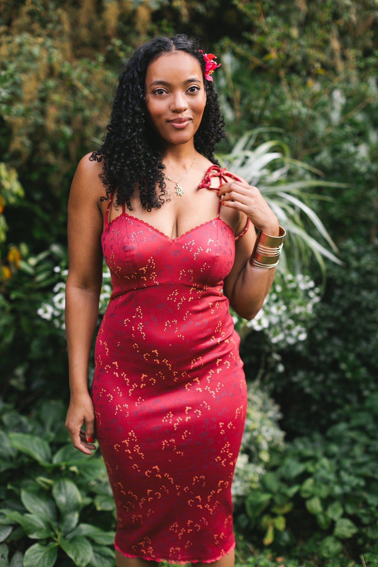 (Pre-Order) Cottage Bodycon Dress (Wine) - Mochipan