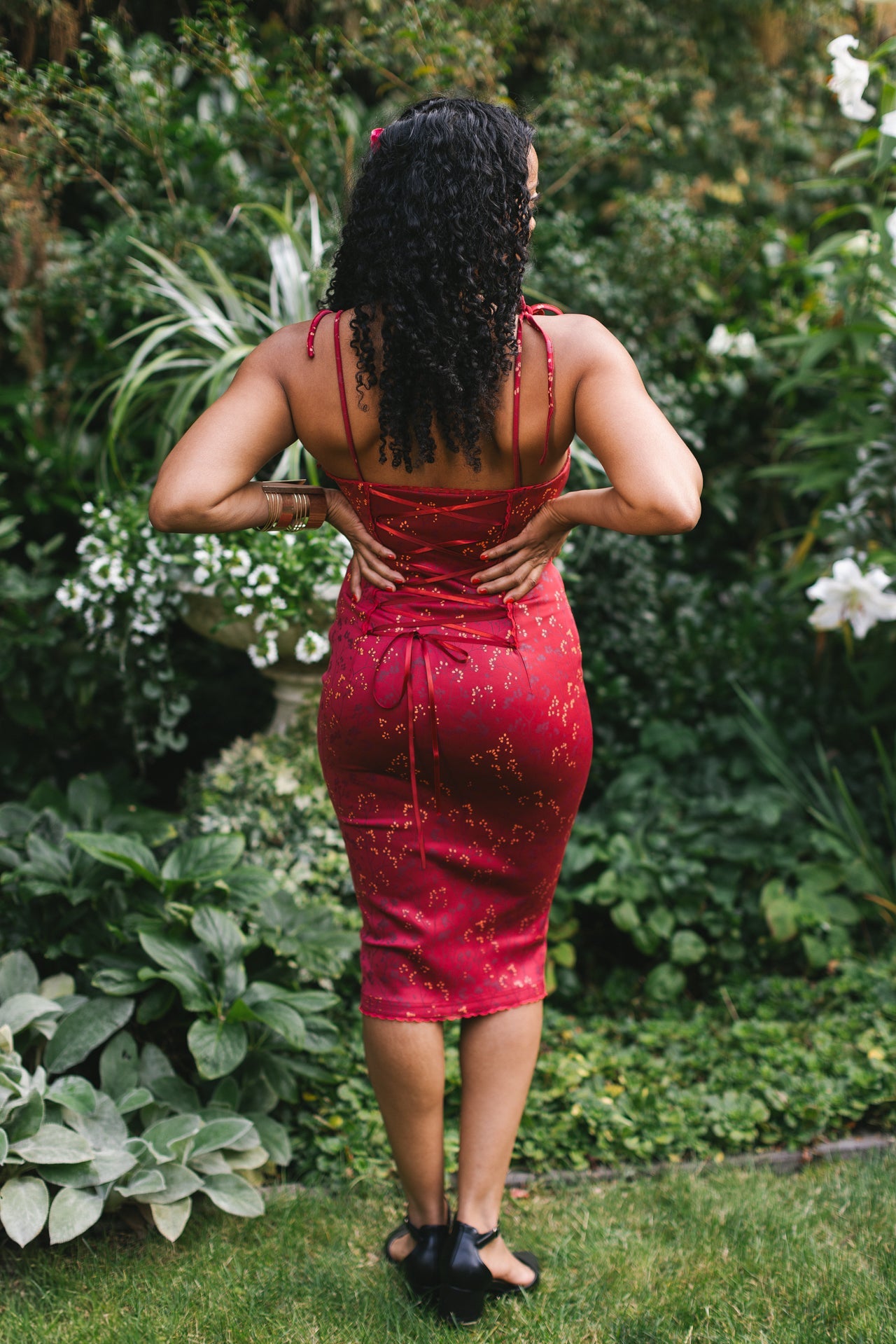 (Pre-Order) Cottage Bodycon Dress (Wine) - Mochipan