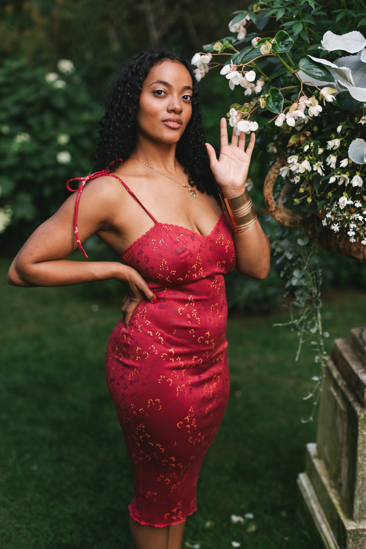 (Pre-Order) Cottage Bodycon Dress (Wine) - Mochipan