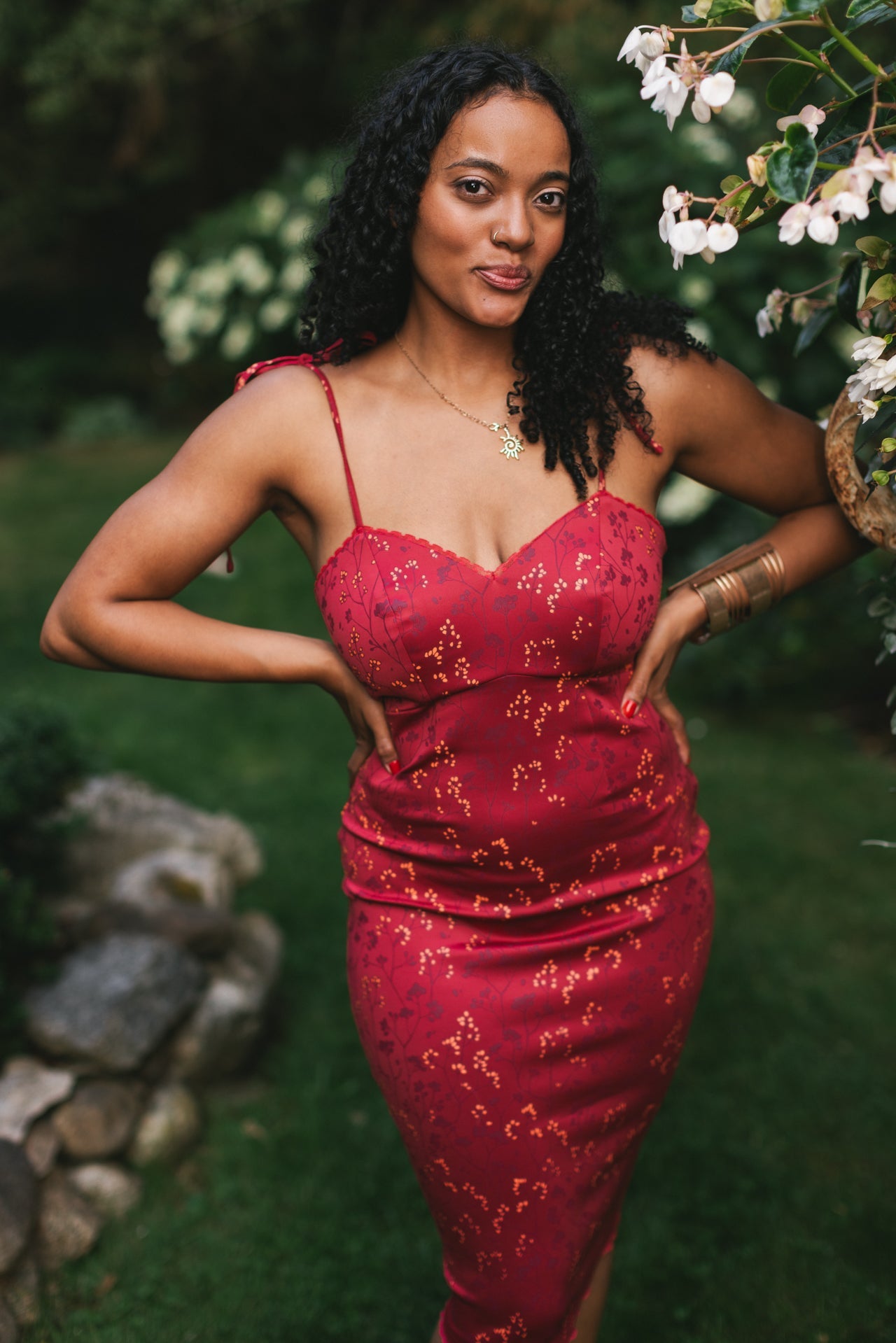 (Pre-Order) Cottage Bodycon Dress (Wine) - Mochipan