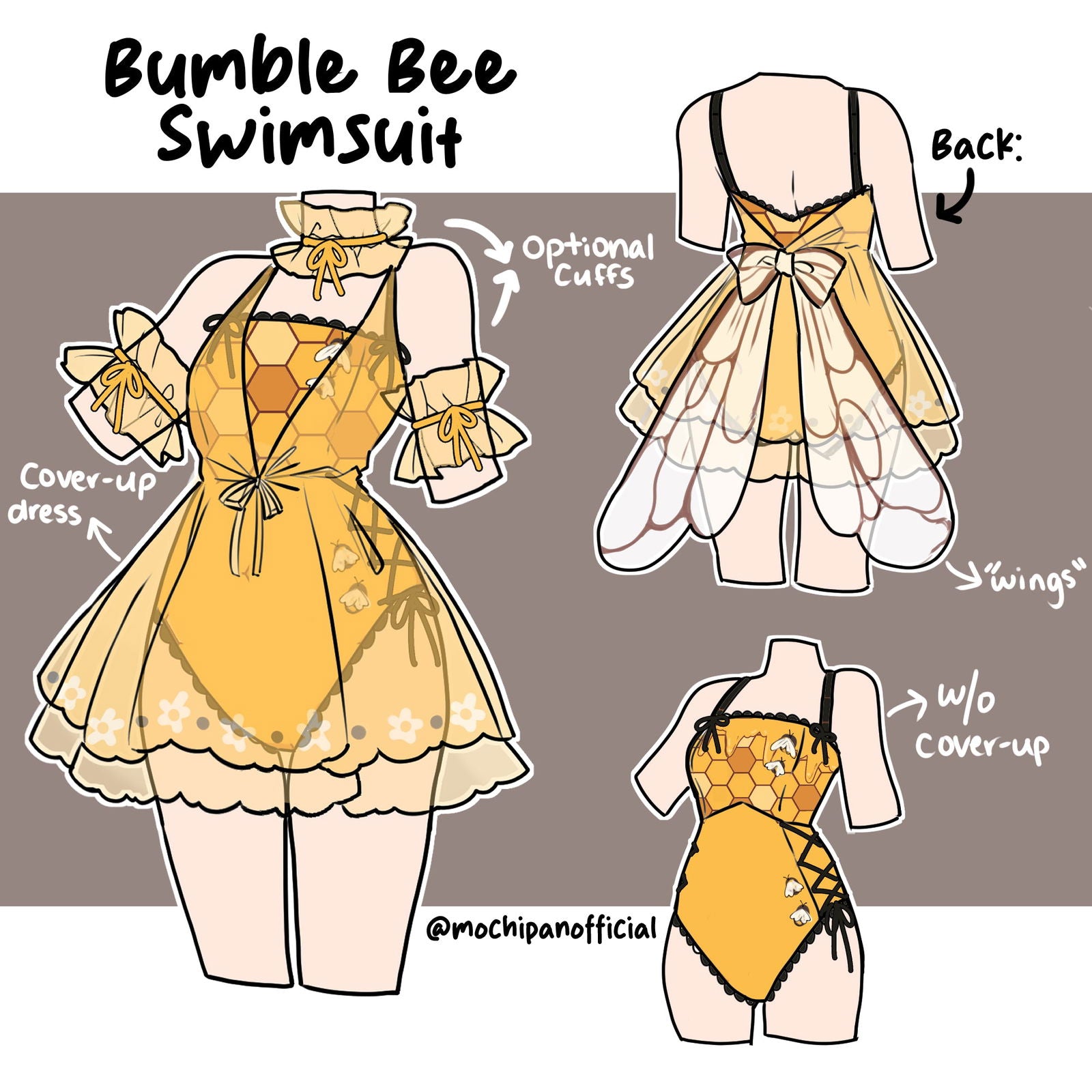 (Pre-Sample) (Pre-Order) Bee Swimsuit + Cover-Up - Mochipan