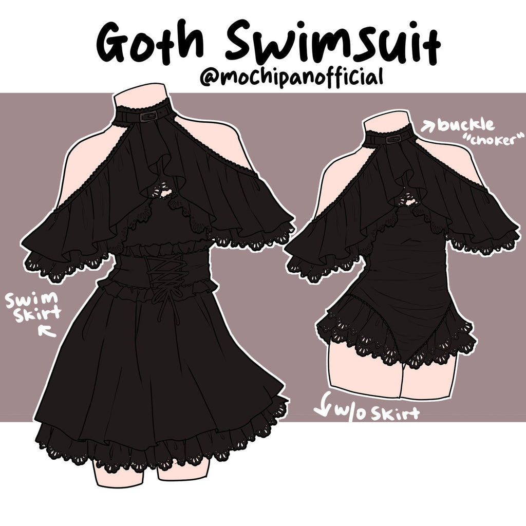 (Pre-Sample Pre-Order) Goth Swimsuit (SWIMSUIT ONLY) - Mochipan
