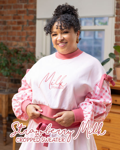 (LIMITED Pre-Order) Cropped Strawberry Milk Sweater