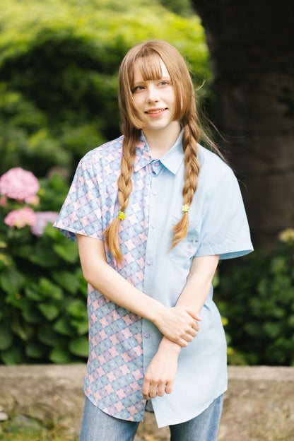 Hydrangea Colorblock Button Down Shirt (Pre-Order) (Coming Soon)