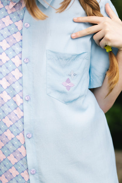 Hydrangea Colorblock Button Down Shirt (Pre-Order) (Coming Soon)