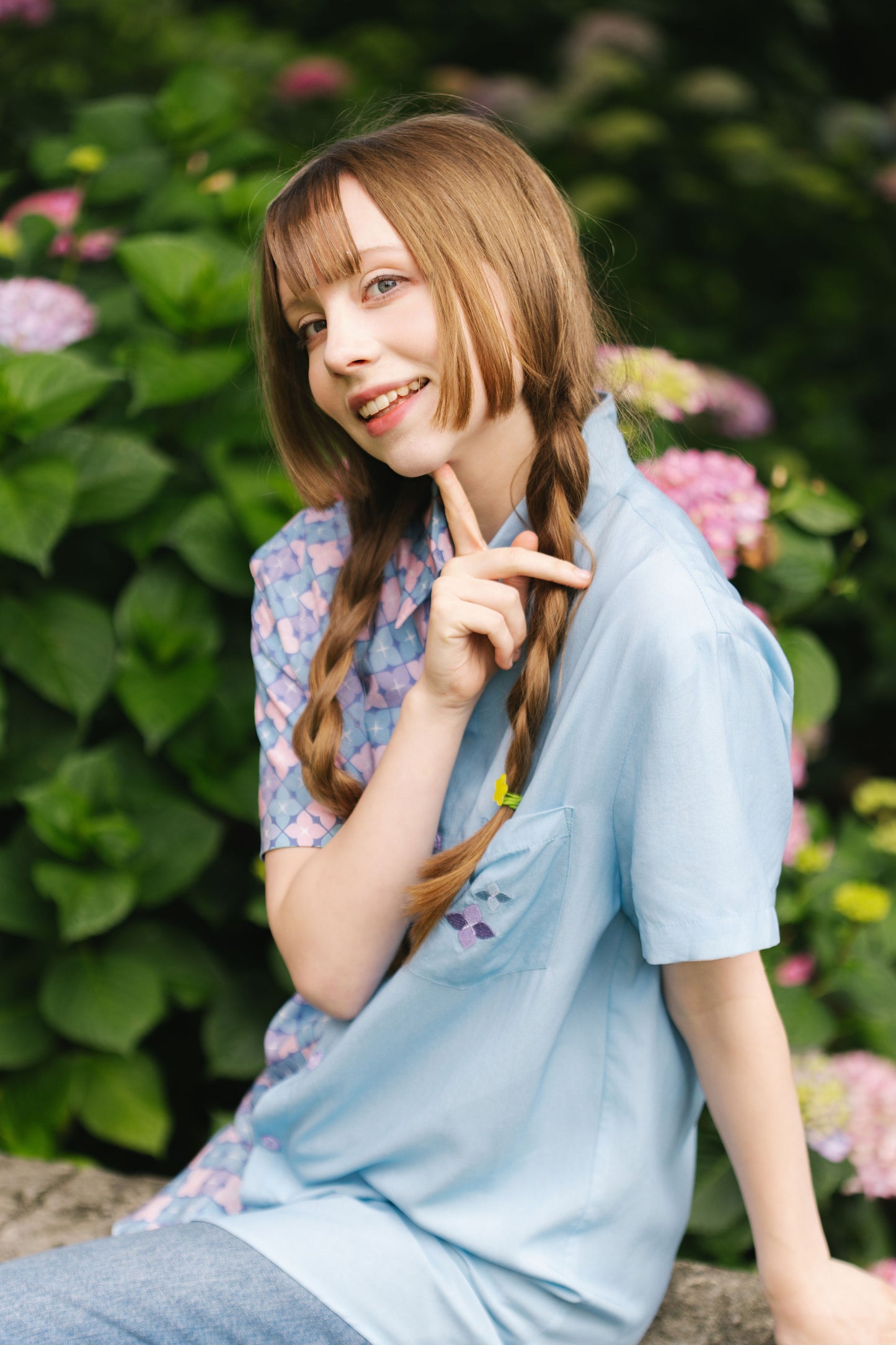 Hydrangea Colorblock Button Down Shirt (Pre-Order) (Coming Soon)