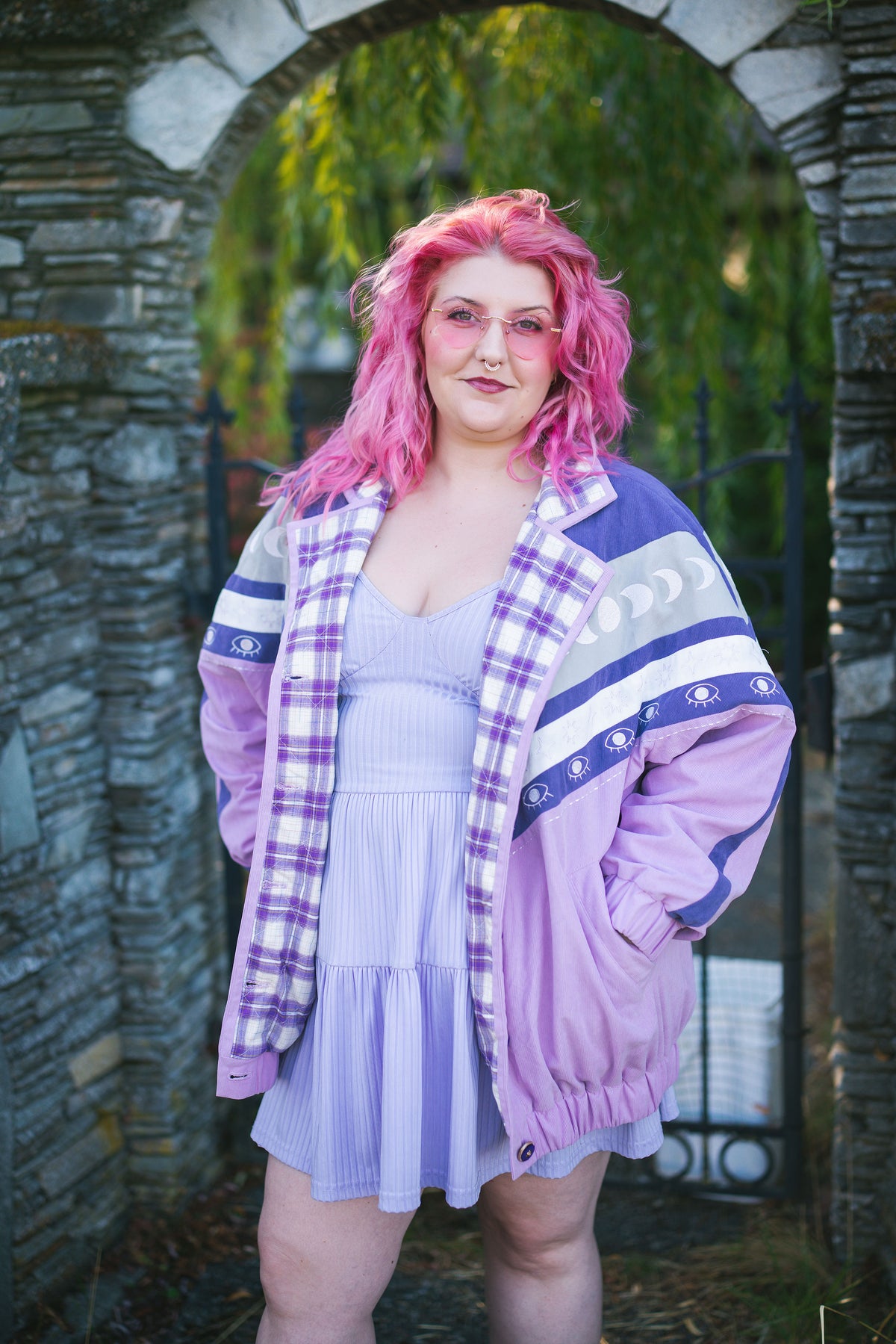 Moon Phase Bomber Jacket in Purple (Coming Soon)