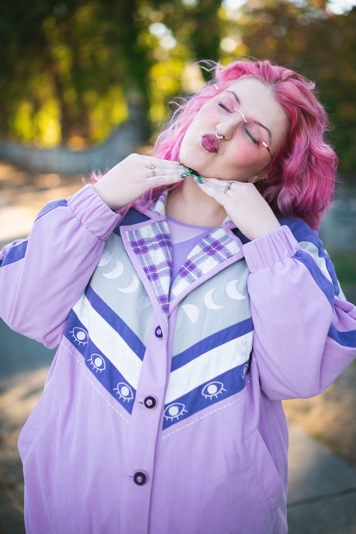 Moon Phase Bomber Jacket in Purple (Coming Soon)