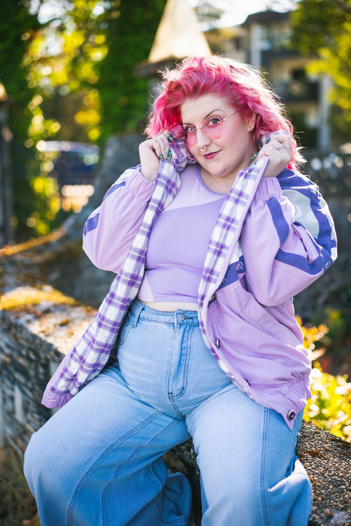 Moon Phase Bomber Jacket in Purple (Coming Soon)