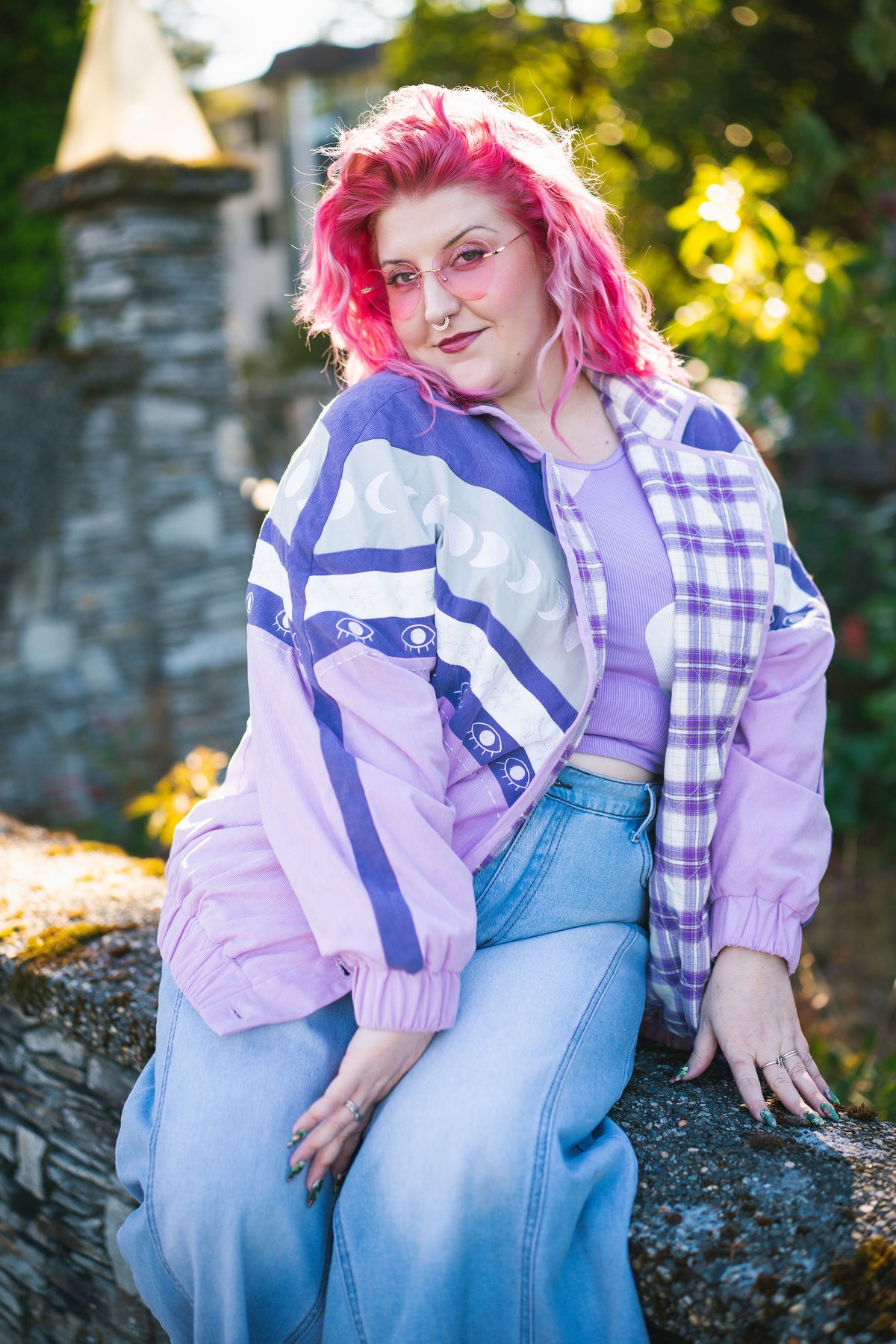 Moon Phase Bomber Jacket in Purple (Coming Soon)