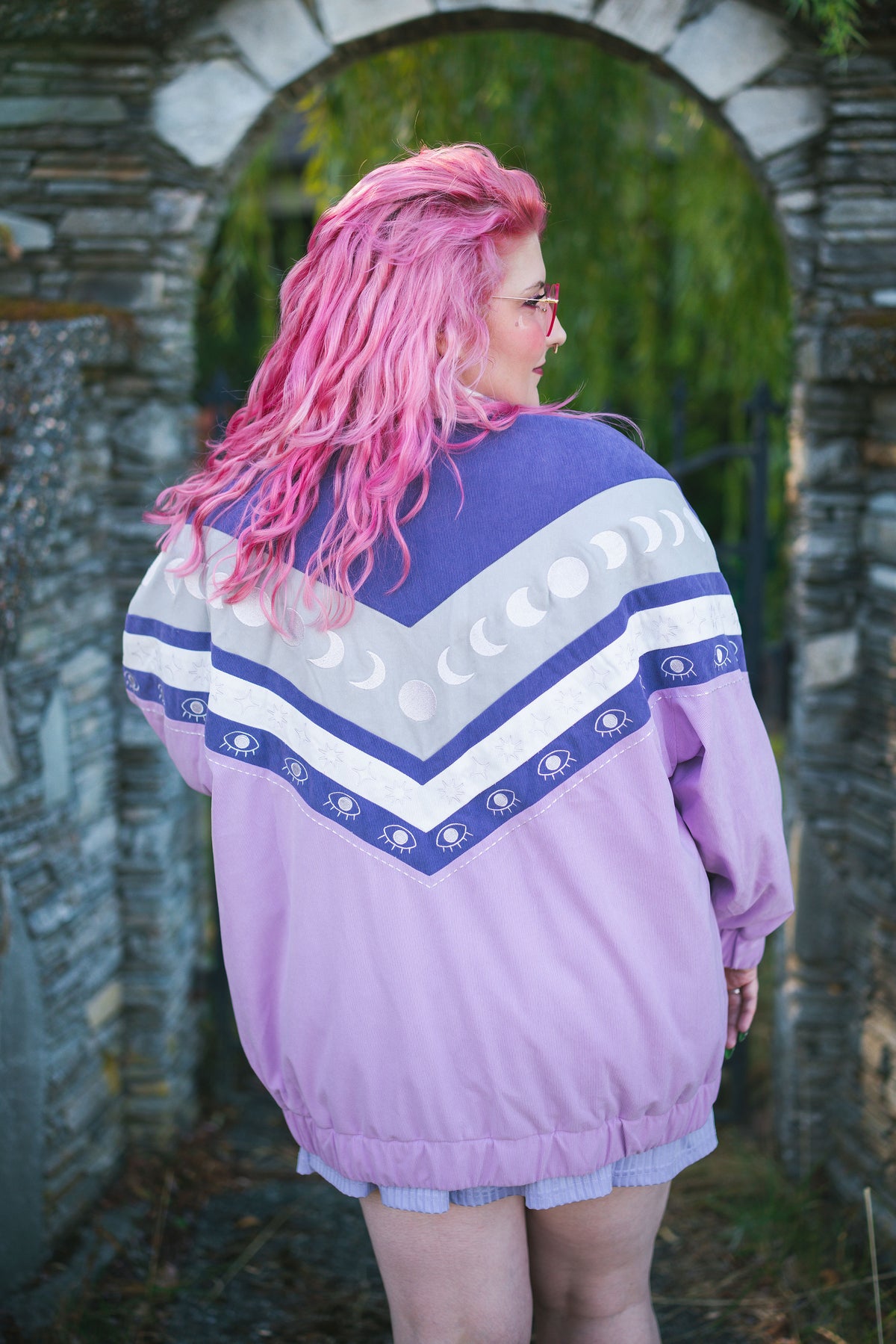 Moon Phase Bomber Jacket in Purple (Coming Soon)