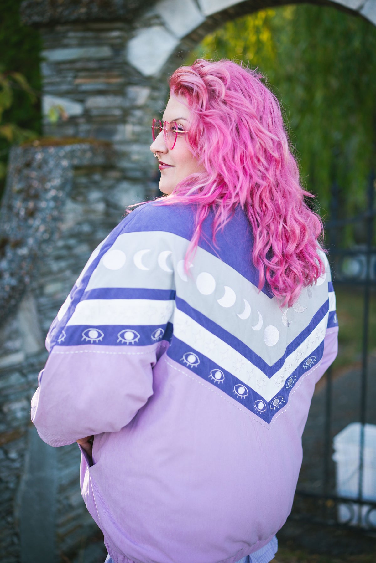 Moon Phase Bomber Jacket in Purple (Coming Soon)
