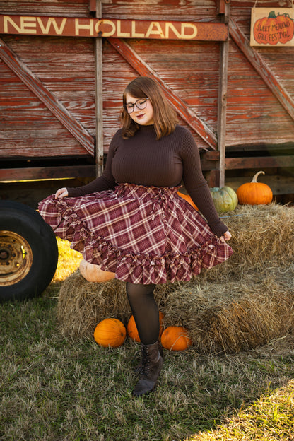 Fleur Skirt in Wildberry Wine 100% Cotton (Pre-Order) (Coming Soon)