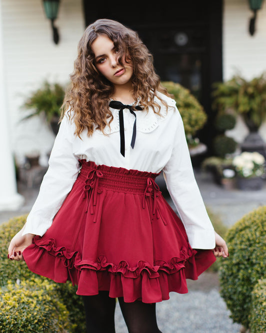 (Pre-Order CLOSED) Fleur Skirt in Carmine Rose (ESD June 30th, 2026)