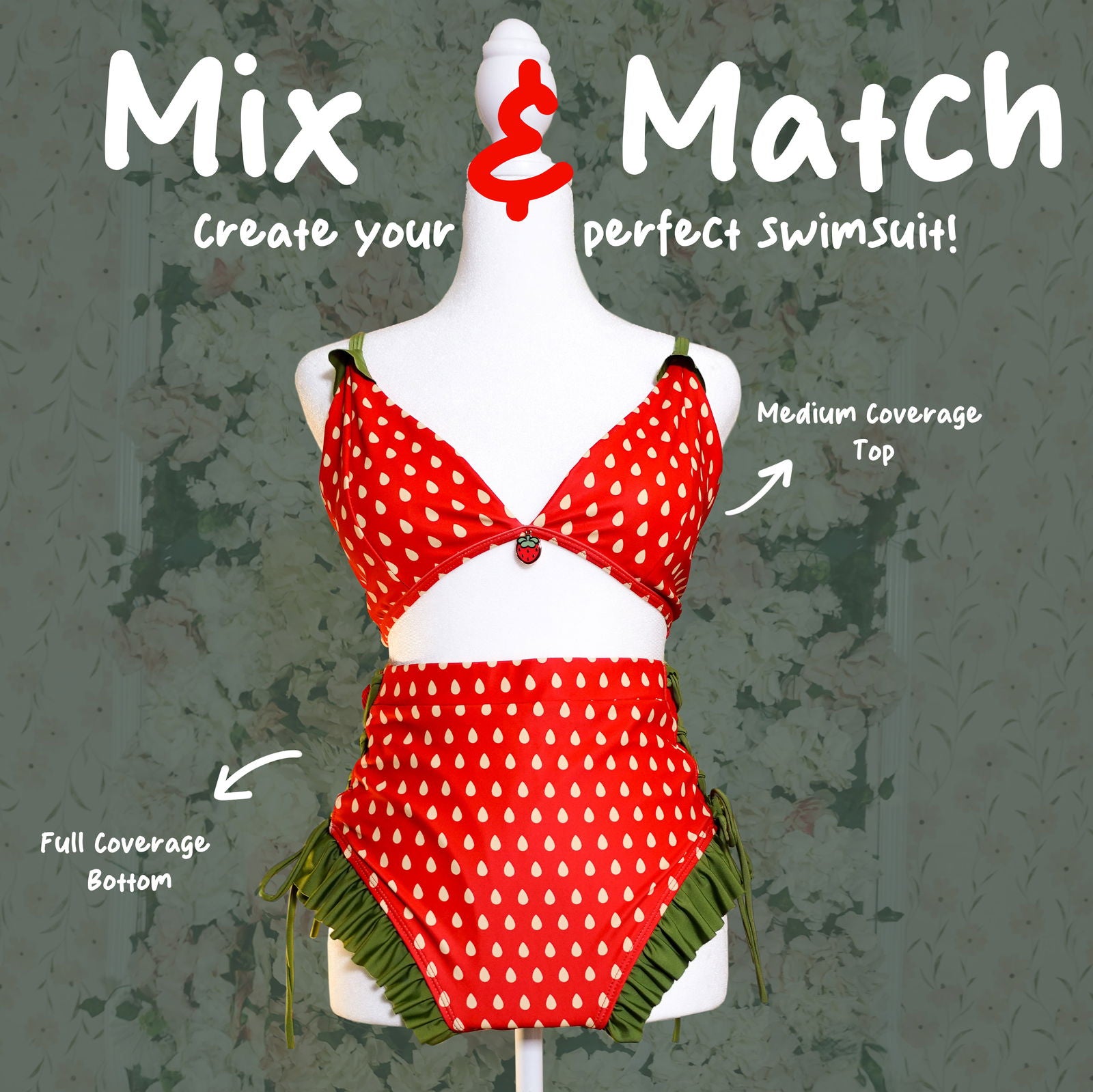 Strawberry Bikini (Medium-Low Coverage) - Mochipan