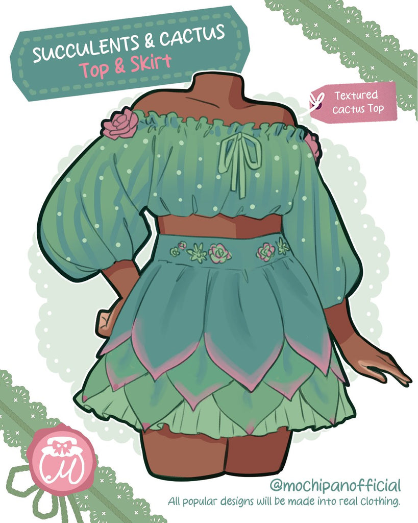 (Interest Check) Succulent & Cactus Top & Skirt