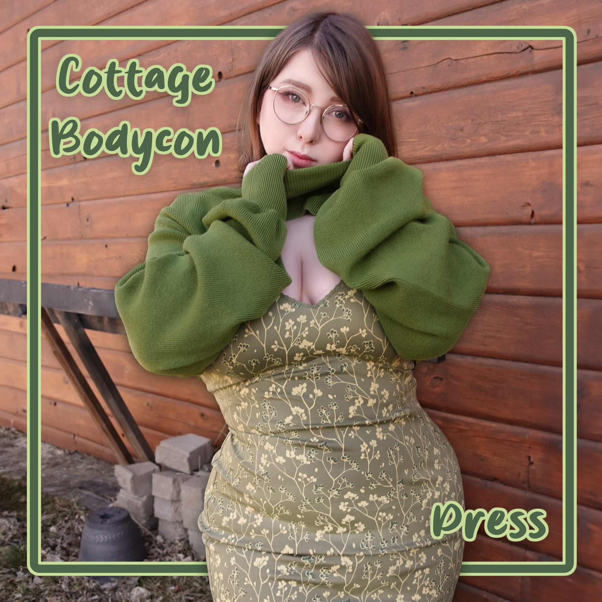 (Pre-Order) Green Cottage Bodycon
