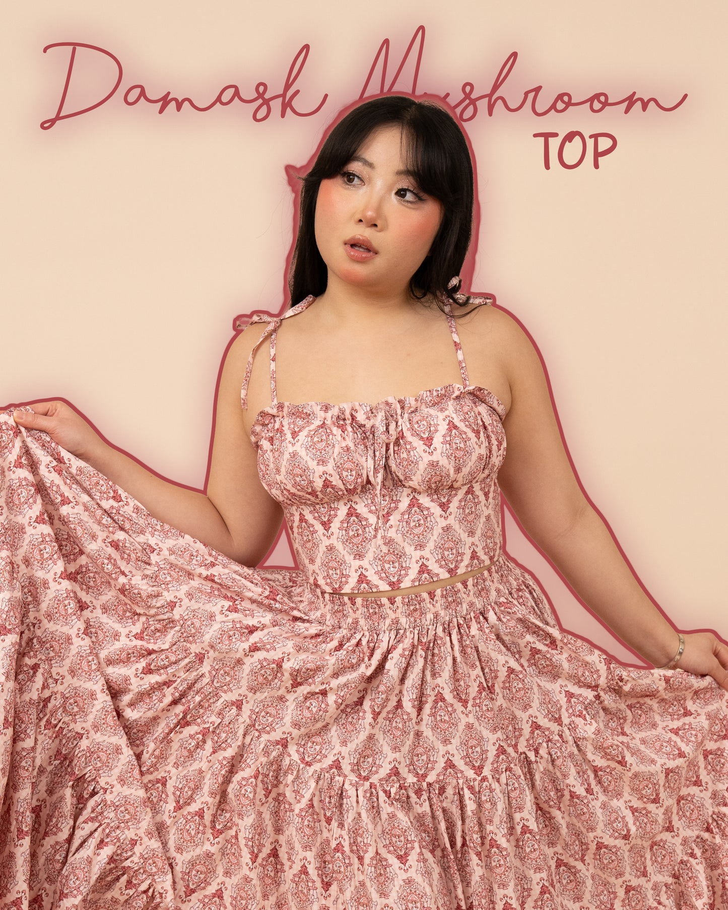 (Pre-Order) Pink Damask Mushroom Top