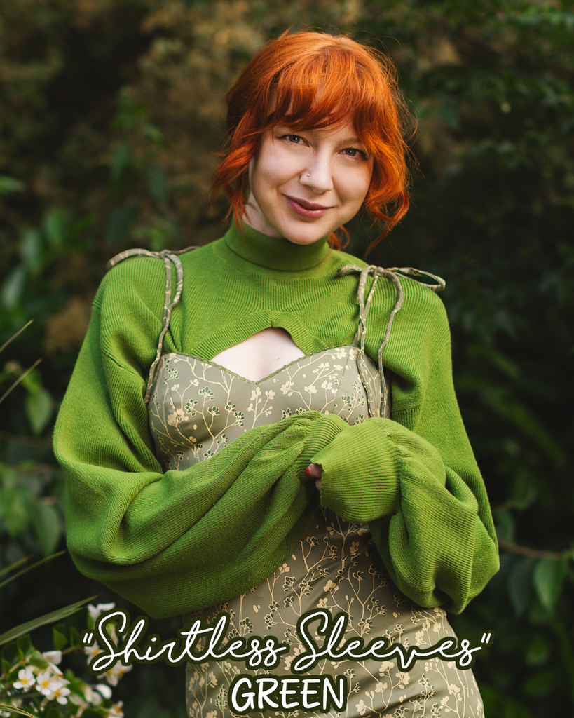 Green "Shirtless Sleeves" Shrug