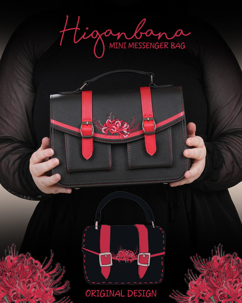 Higanbana (Spider Lily) Mini Messenger Bag (Black Restocking June 25th, 2026)