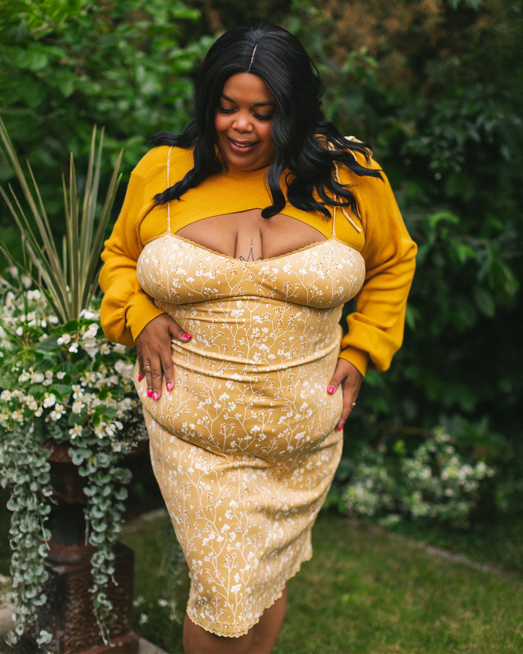 Cottage Bodycon Dress (Mustard)
