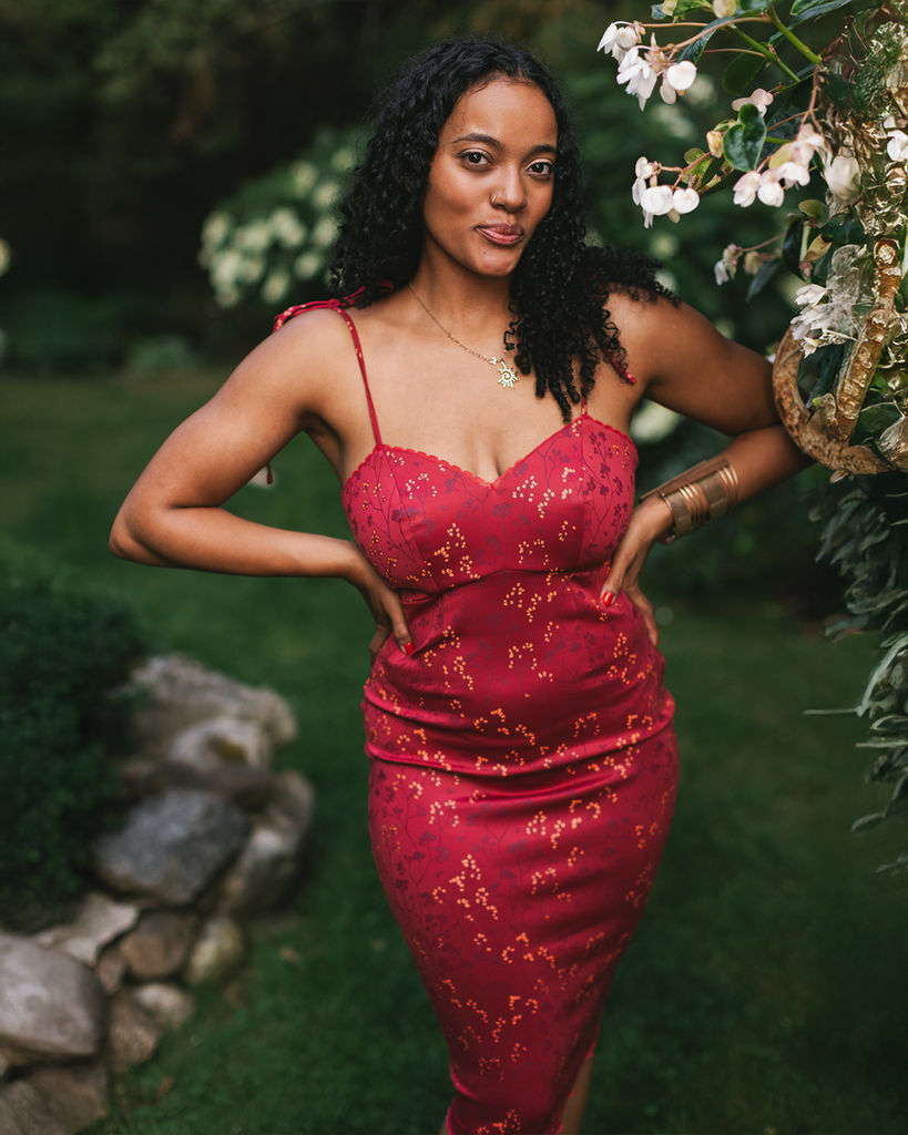 Cottage Bodycon Dress (Wine)
