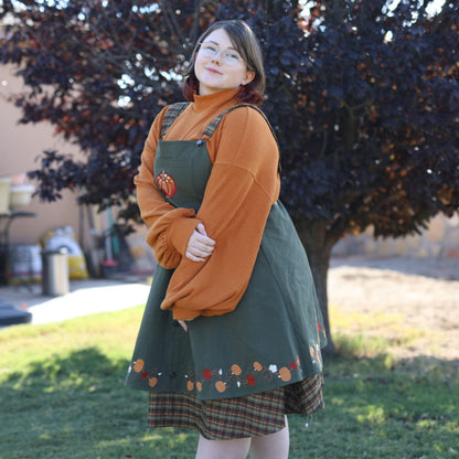 (Pre-Order) Fall Pumpkin Overalls Dress (In Production)