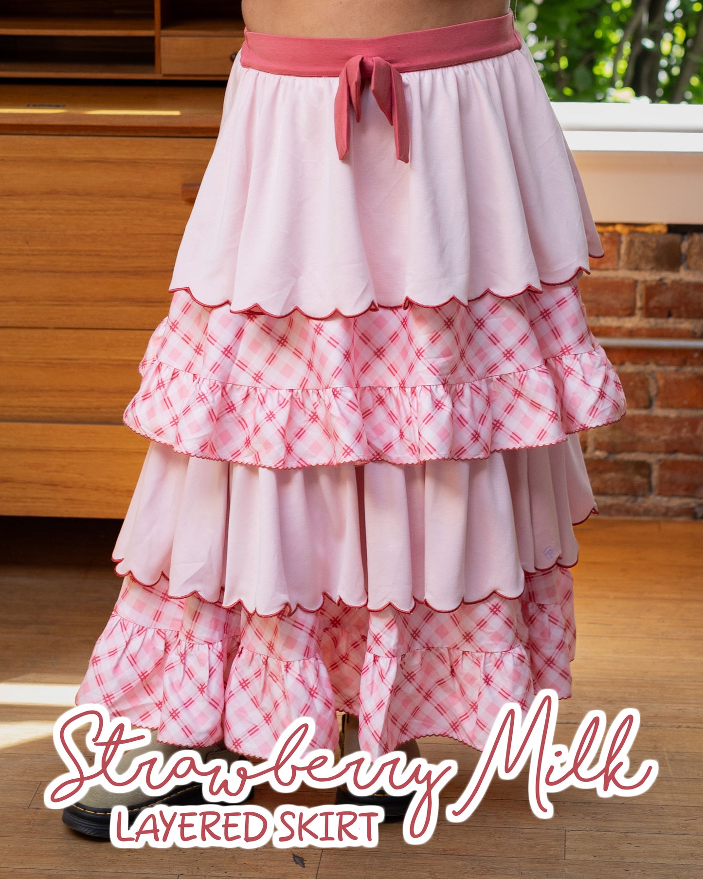 (LIMITED Pre-Order) Strawberry Milk Layered Skirt
