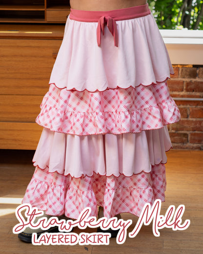 (LIMITED Pre-Order) Strawberry Milk Layered Skirt